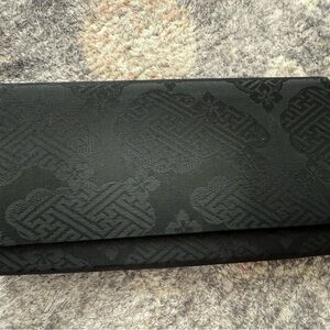 Vintage black silk kimono elegant clutch purse evening bag